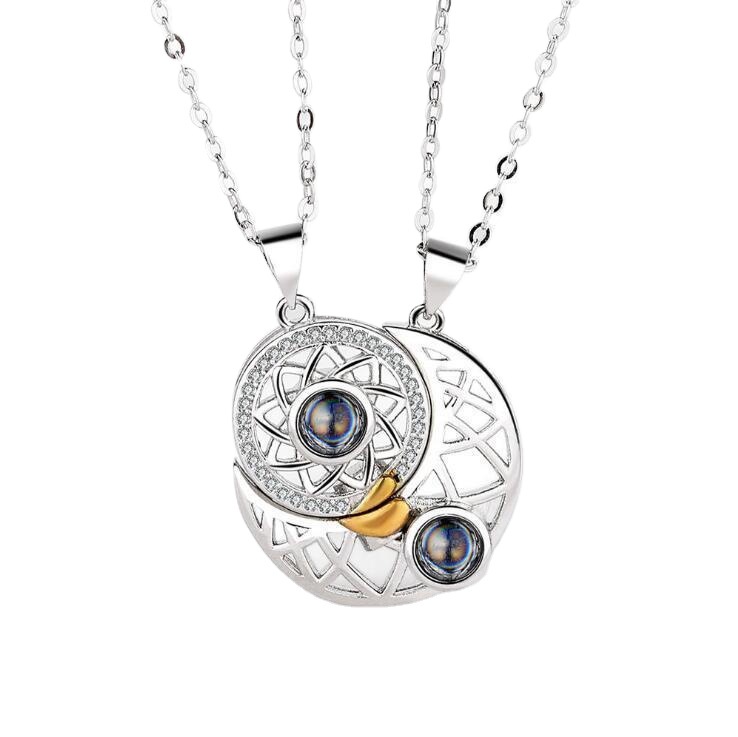 Sonne Und Mond Projektion Halskette Anhänger 100 Sprachen ICH Liebe Sie Halskette Schmuck: 6253-3