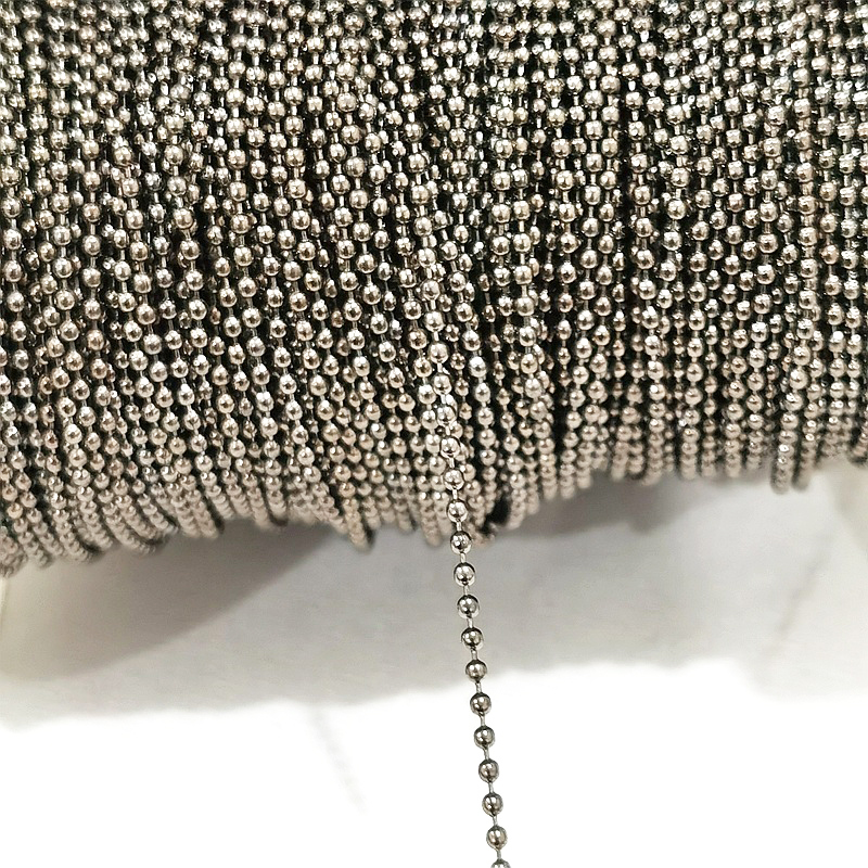 2meters 1-1.5mm Beaded Ball Chains for DIY Bracelet Necklace Jewelry Making Copper Cable Link Chain Components: Gun Black / 1.5mm