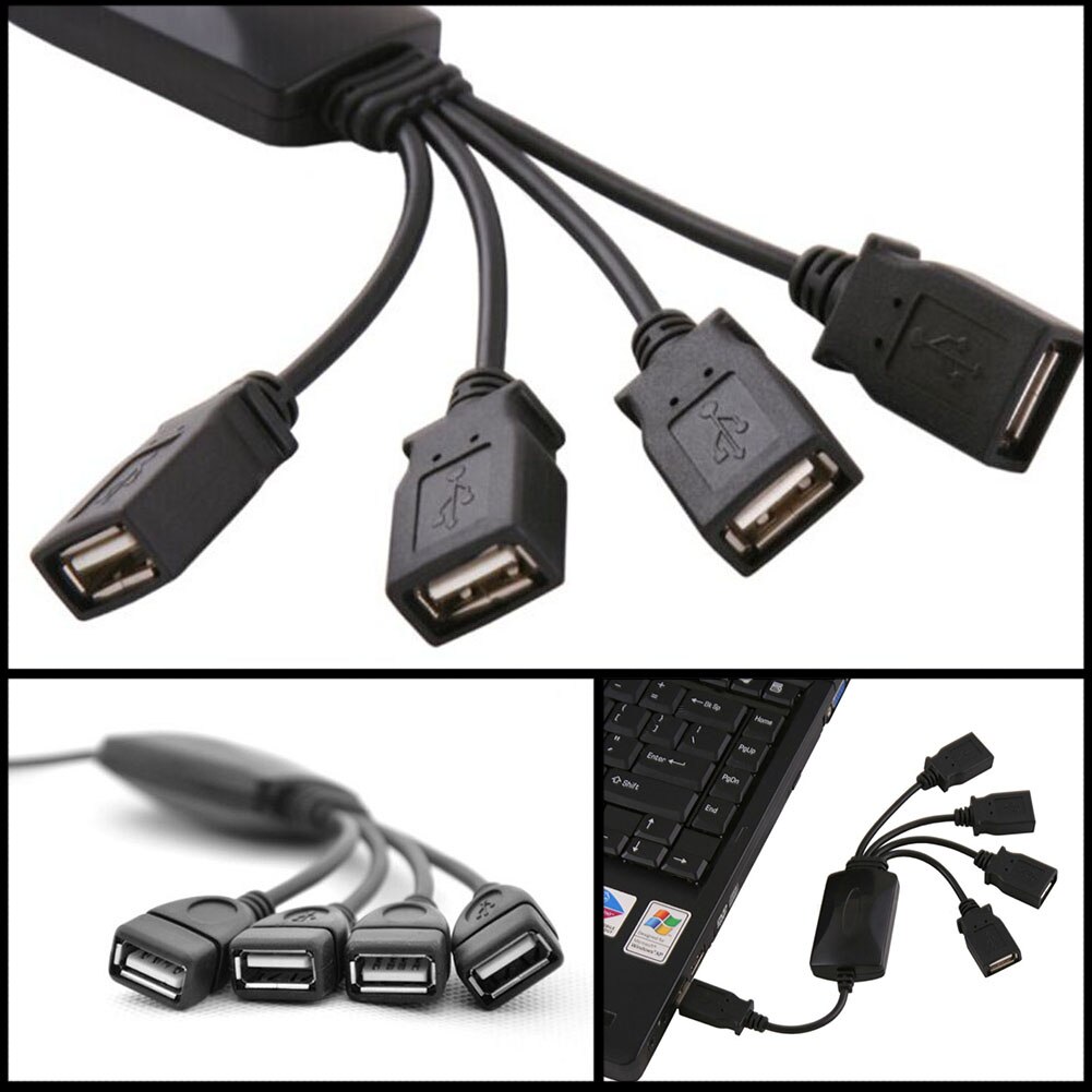 B 4Port Hub Uitbreiding Adapter Splitter Voor Laptop Universele Snellader Kabel