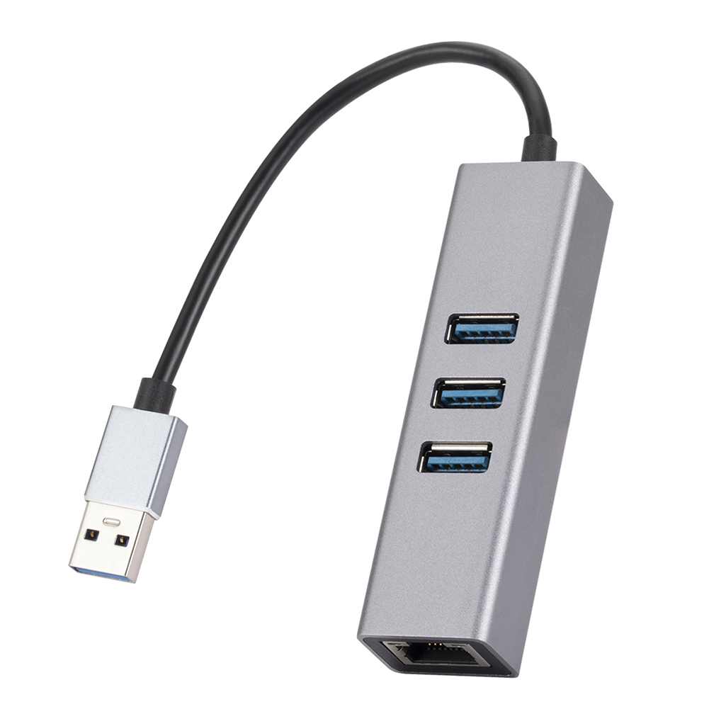 Koncentrator USB 3.0 rodzaj-C 4w1 1000Mbps RJ45 LAN Ethernet adapter 3 porty USB3.0 5Gbps OTG Rozdzielacz Karta sieciowa robić laptopów PC Szary: BIAŁY