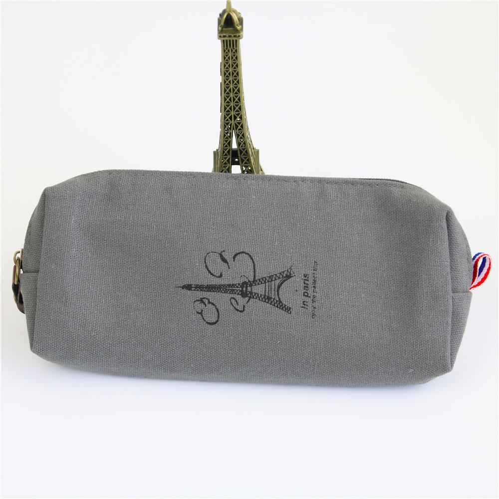 Estuche Retro de lino con torres para lápices, material de escritorio escolar, suministros de oficina, estilo de París para estudiantes, 1 unidad: D