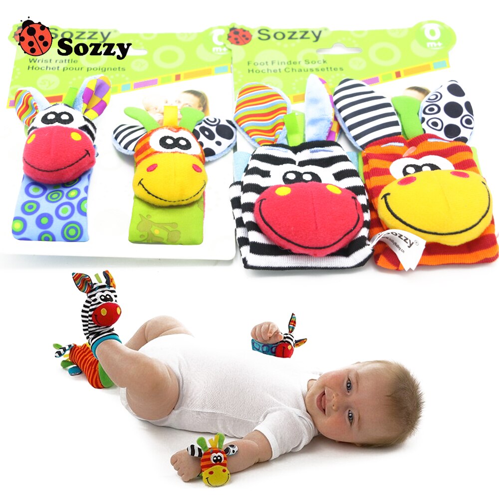 40 Stks/partij Baby Rammelaar Speelgoed Sozzy Tuin Bug Pols Rattle And Foot Sokken 4 Stijl (2 Stuks Taille + 2 Stuks Sokken) 10Set