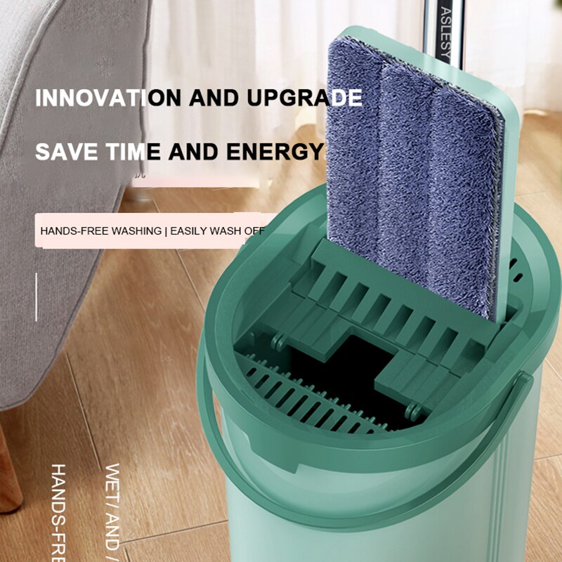 Balai serpillère magique à pression plate automatique directe avec seau pour le nettoyage des sols de la maison/cuisine