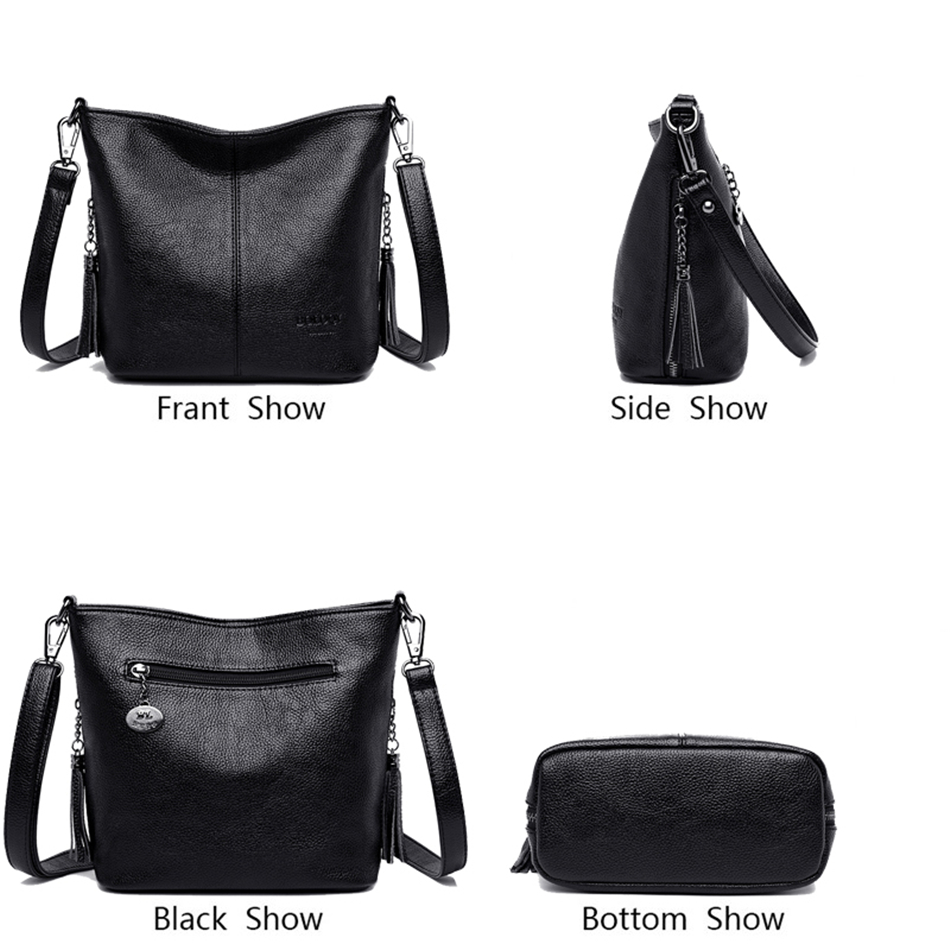 Bolso de hombro bonito para mujer, bandolera de cuero impermeable para mujer, bolso de mano, bolso cruzado superior Simple de Color sólido para mujer