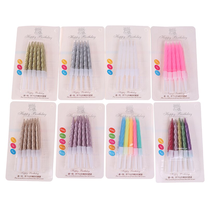 10pcs/set Thread Birthday Candles Cake Candle Wedding Party Decoration Supplies Stand Cake Candle