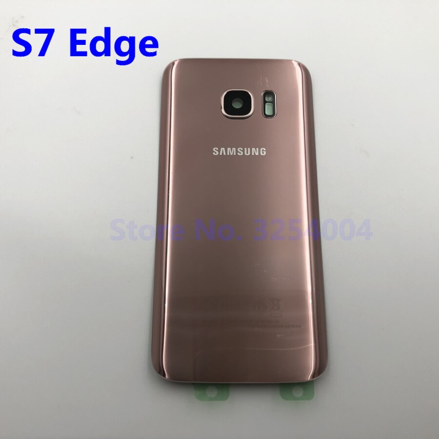 Para Samsung Galaxy S7 Edge G935 S7 G930 batería cubierta trasera carcasa de repuesto piezas de reparación + Marco de lente de cristal de la cámara del oído: S7 Edge  Pink