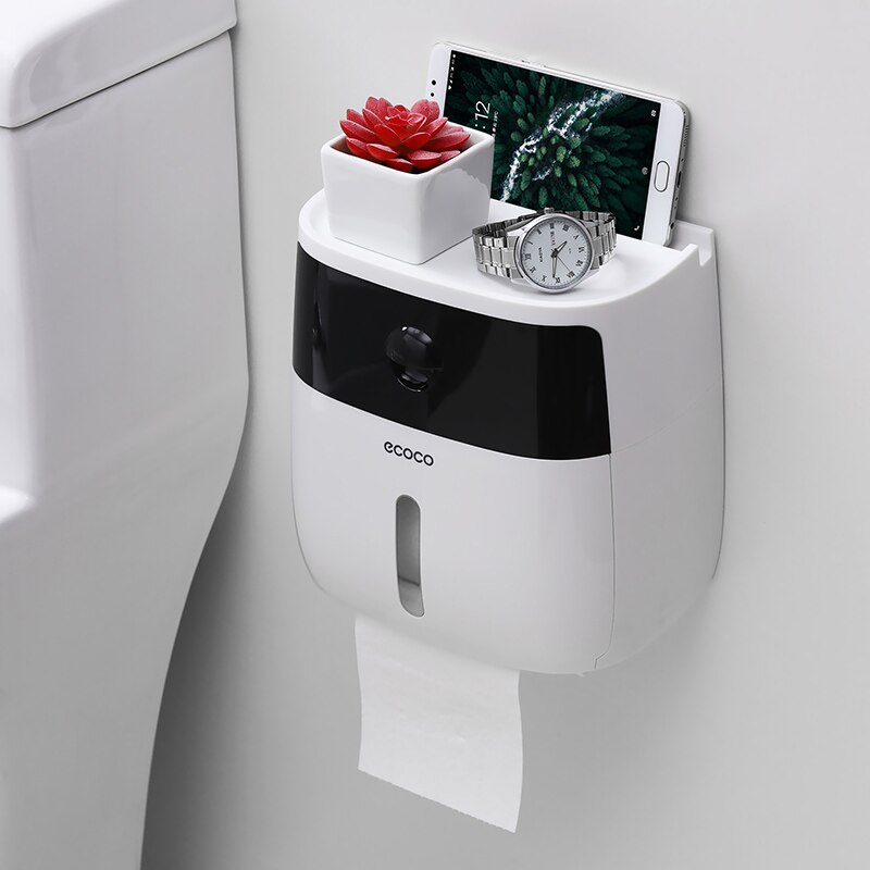 Waterproof Toilet Paper Holder For Toilet Paper Towel Holder Bathroom Dispenser Storage Box Toilet Roll Holder Wall Mounted: black white
