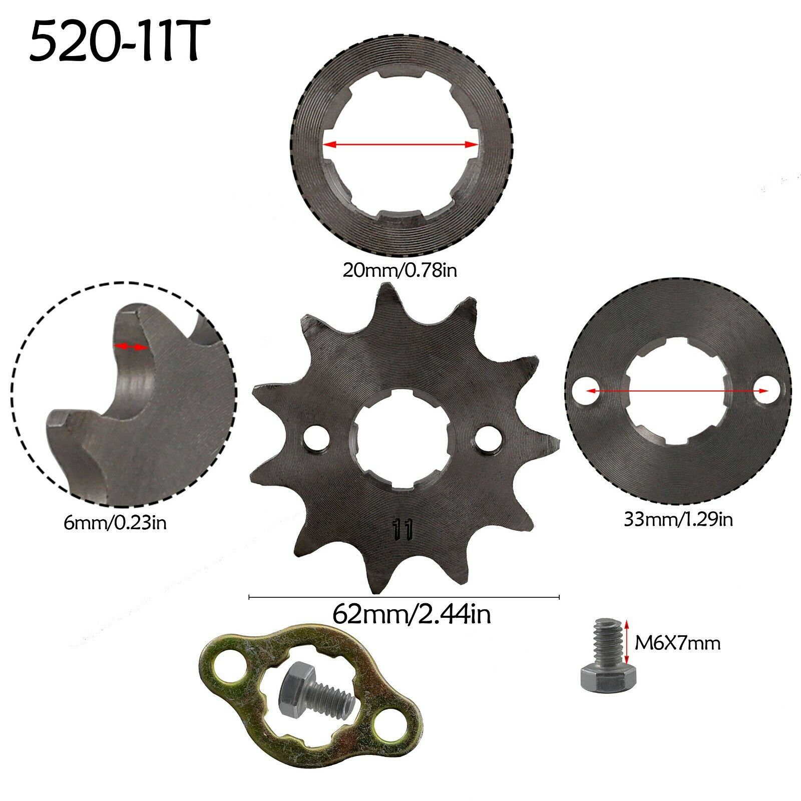 520 20mm 11t 13t 15t 16t tandkæde foran motor tandhjul tandhjul til 25cc-250cc atv quad snavs pit cykel buggy motorcykel del