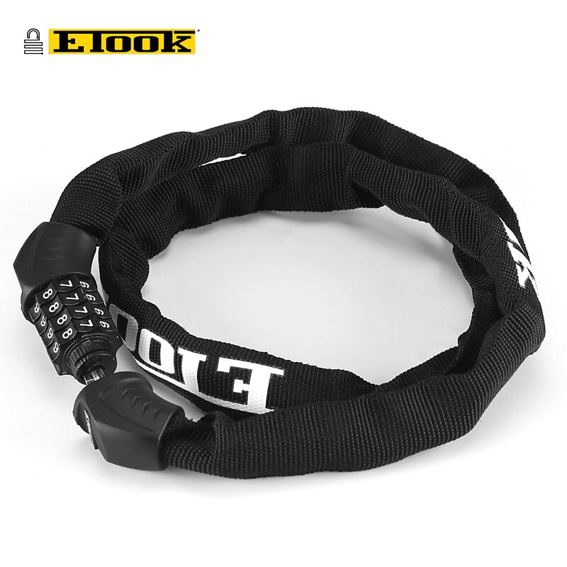 ETOOK Bike Chain Lock 4-Digit Combination Lock For Bicycle Motorcycle Scooter Helmets Anti-theft Cycling Bicycle Lock Password: Black