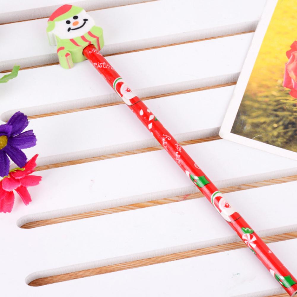 5PCS Cartoon Potlood Met Gum Kleurrijke Kerstcadeau Kleurrijke Kinderen Potlood