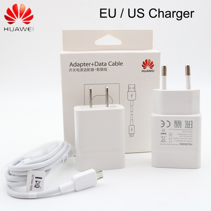 Originele Huawei P10 Lite Oplader 5v2a Eu/Us Plug Lading Adapter Micro Kabel Voor Honor 8x 7x Y5 Y6 y7 Y9 P Smart P8 P9 Lite Mate