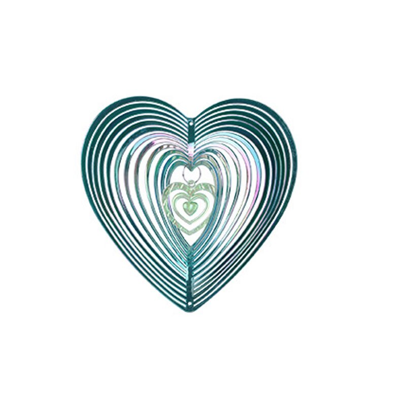Coração batendo vento spinner plástico vento coletor amor vento carrilhão girando vento carrilhão pendurar decoração do jardim ornamento pássaro scarer: Verde