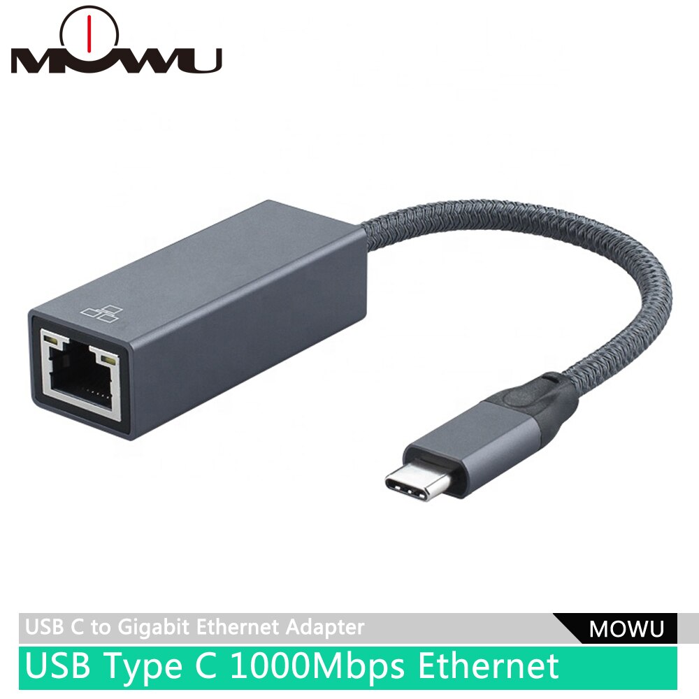 MOWU USB Ethernet Adapter USB 3.0 to Gigabit RJ45 Ethernet Adapter: Grey-Type C