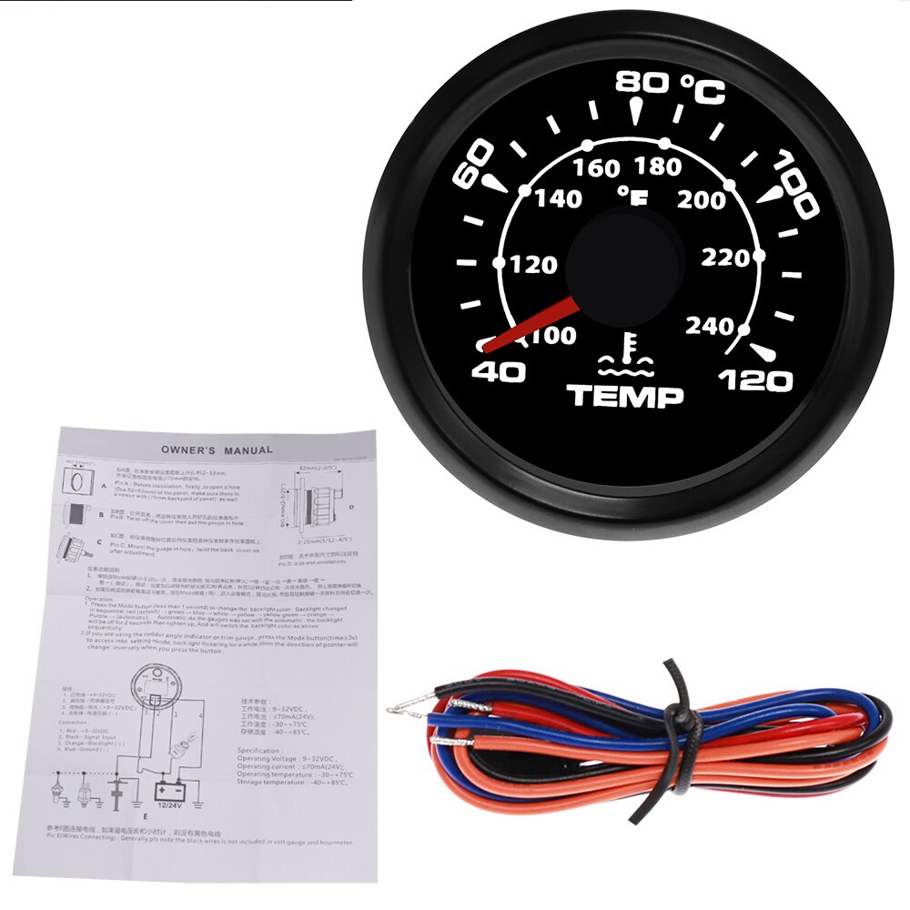 Wodoodporny wskaźnik temperatury wody 40 ~ 120 celsjusza uniwersalny miernik temperatury wody robić motocykla łódź samochodowa z 7 kolorami podświetlenia