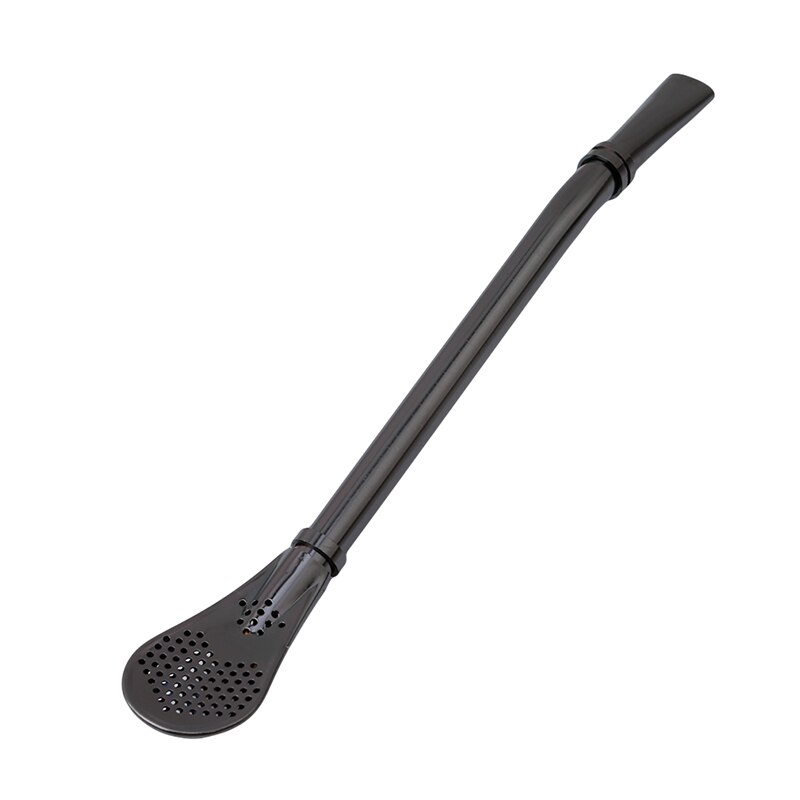 Pajita de acero inoxidable hecha a mano para beber, filtro Yerba Mate té Bombilla calabaza lavable, herramientas prácticas de té, accesorios de barra: black