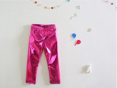 Baby Broek Voor Meisjes Kids Leggings Kinderen Potlood Broek Broek Faux Pu Lederen Legging Slanke Broek: Rose red / 110cm