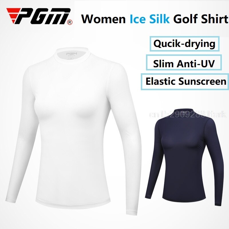 Pgm golf skjorte sommer kvinder t-shirts anti uv tøj kvinder is silke solbeskyttelses skjorte ultratynde åndbare casual skjorter