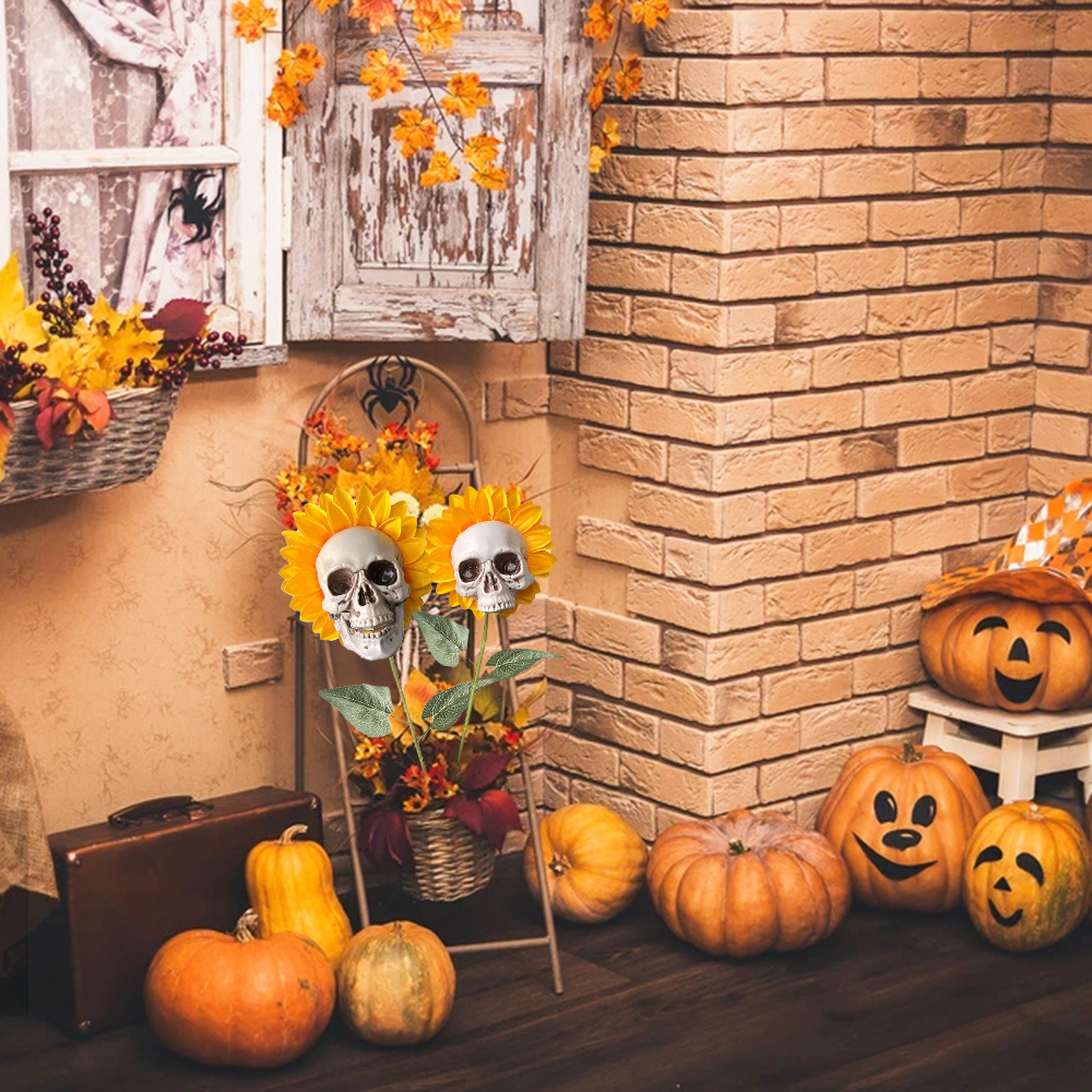 Zonnebloem Schedel Halloween Simulatie Bloem Tuin Horror Sfeer Decoratie Yard Halloween Decoratie