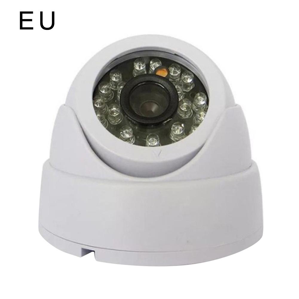 1200 tvl cctv tester hd indendørs overvågning dome kamera hd cmos 24ir 3.6mm infrarød cctv sikkerhedskamera 10m night vision tv: Hvid eu-stik