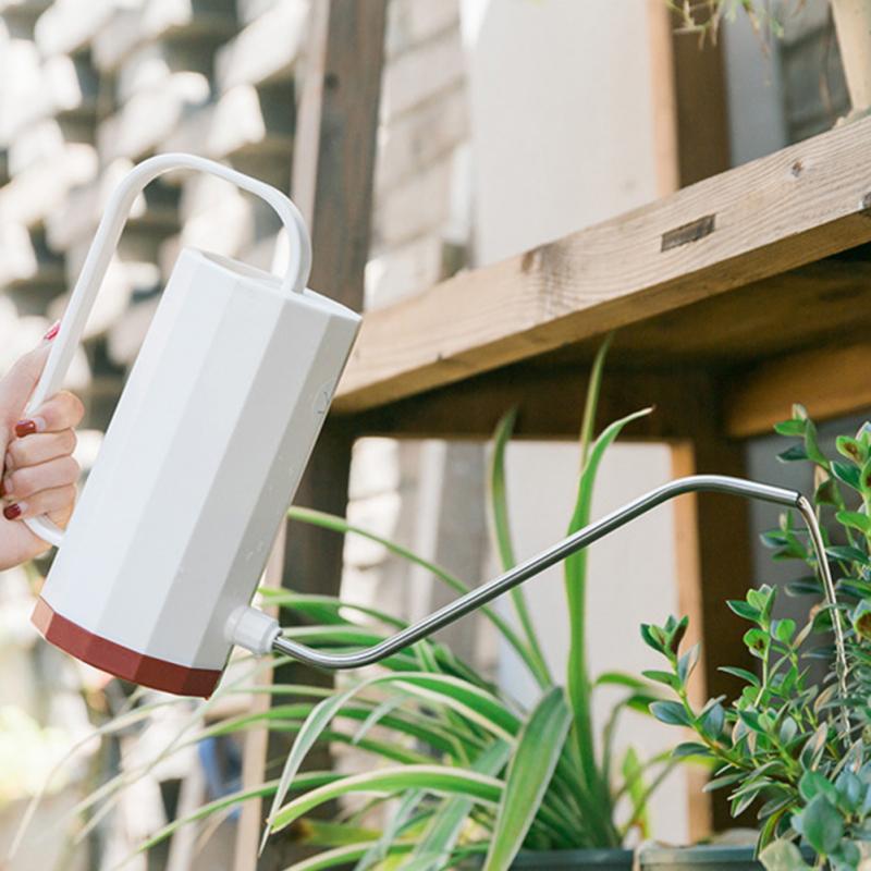 Regadera cilíndrica de 1,2 L para flores de bonsái, herramienta de riego para plantas con mango de boca larga, herramientas de jardinería