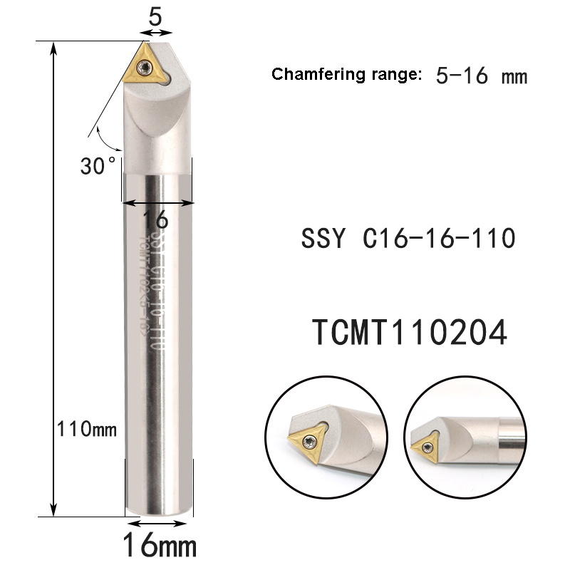 LIHAOPING 15 45 60 herramientas de biselado de 30 grados SSO SSY SSP SSH TCM C16-16-110 fresadora CNC torno cortador insertos TCMX TCMT
