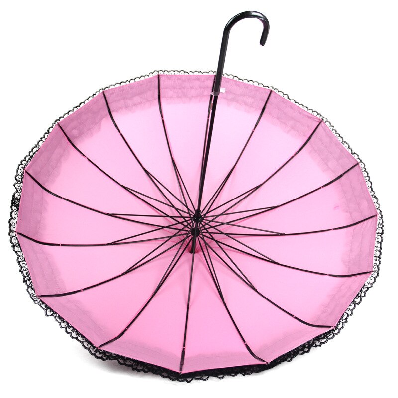 Parapluie pagode à longue manche pour femmes, coréenne, , multi-couches, pluie, soleil, 16 os, en dentelle