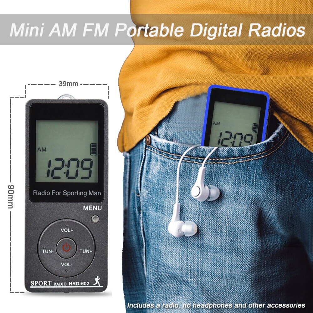 Draagbare Fm/Am Radio Mini Radio Ontvanger Met 1.57 &quot;Lcd-scherm FM76-108MHZ,9Khz/10Khz Ontvanger Met Stereo Oortelefoon