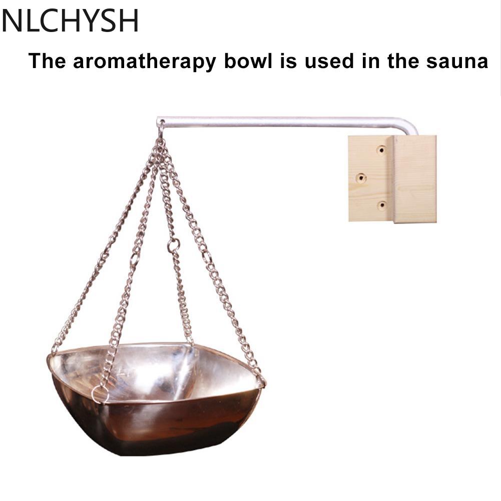 Sauna Aromatherapy Oil Bowl Sauna Cup Stainless Steel Essential Oil Holder Bowl For Sauna And Spa Wooden Material Sauna Accessor