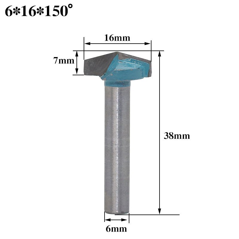1pc 6mm v urajyrsinterät cnc kaiverrus jyrsin 60-150 asteen puuntyöstö veitsi volframikarbidi leikkaustyökalut: 6 x 16 x 150r