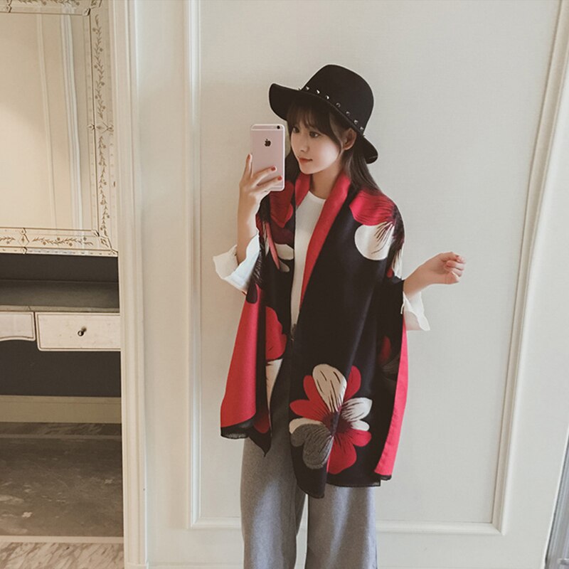 Mingjiebihuo nowe kaszmirowe ponczo szal z rękawami kobiety jesienią i zimą gruby ciepły dwustronny solidny frędzel płaszcz dziewczyny