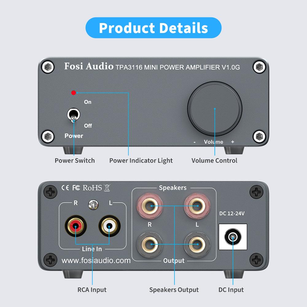 Fosi Audio- V 1,0G 2 Kanal Stereo Audio- Energie Verstärker Klasse D Mini Hallo-fi Professionelle Digitale Ampere für Hause lautsprecher 50W x2