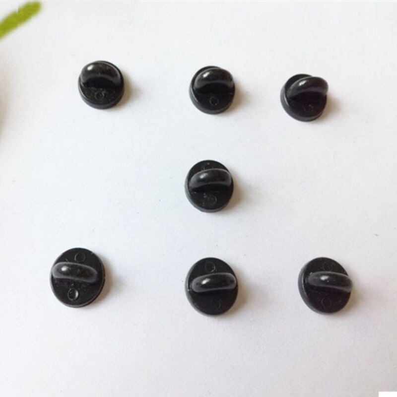 50 stuks/pak Veiligheid Broche Slot Metalen Rubber Kleurrijke Pins Terug Knop Gesp Sluitingen voor pin Broche base Sieraden Accessoires: Black Pin Back