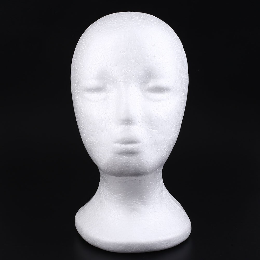 Kvindelig styrofoam skum mannequin dukke hoved model hår hat paryk briller display