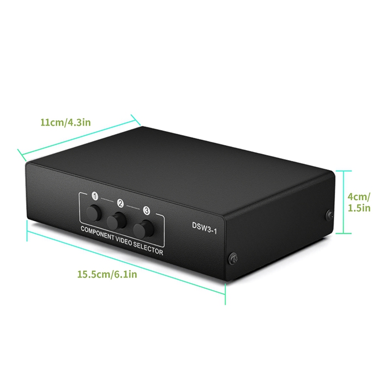 3-Way RGB Component AV Switch Video Audio Selector 3 in 1 Output Ypbpr Component RGB Switcher Box for TV 360 Wii DVD