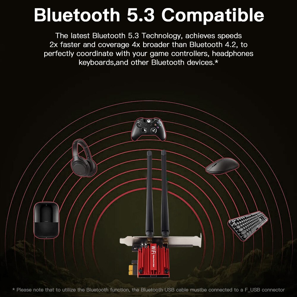 WiFi6E Intel AX210 Bluetooth 5.3 Triple Band 2.4G/5GHz/6GHz WiFi Card 802.11AX AX200 PCI Express Wireless Network Adapter PC
