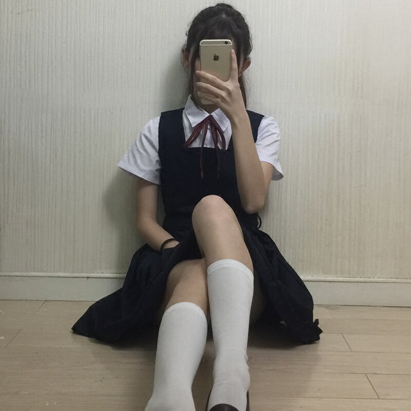 Estudante japonês jk uniforme cabo saia blusa branca vestido colete de marinheiro uniforme de classe uniforme escolar terno