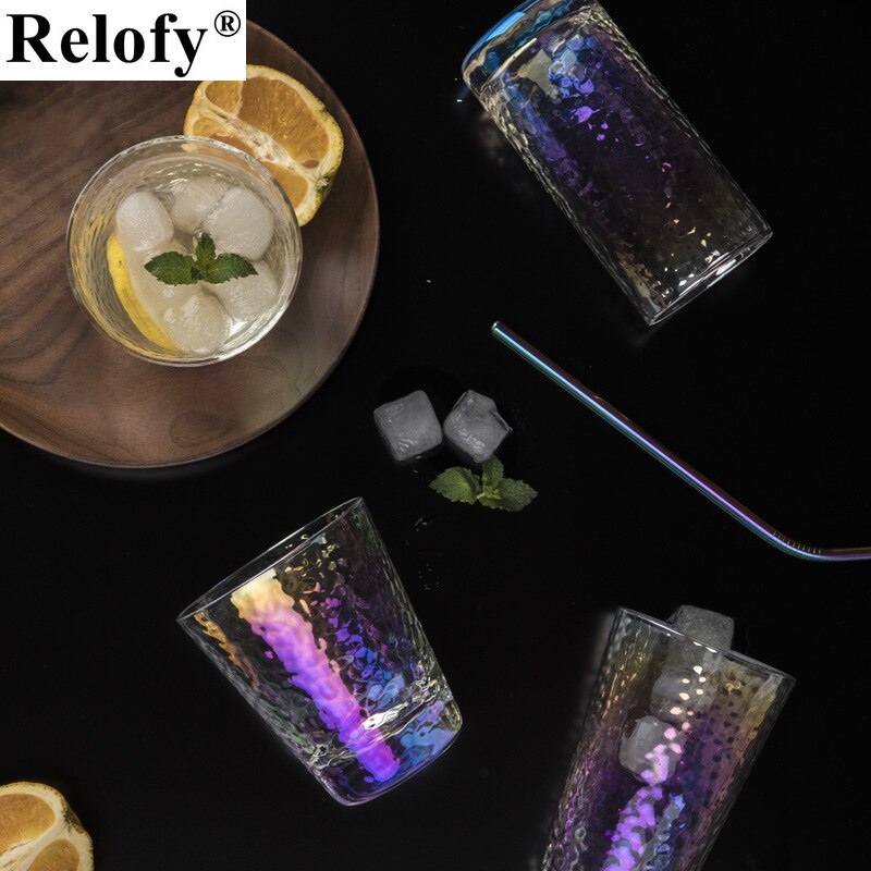 300-500ml kolorowy przezroczysty młotek szklany kubek odporny na ciepło kreatywny wysoki produkt borokrzemianowy kubek wody kieliszki robić wina