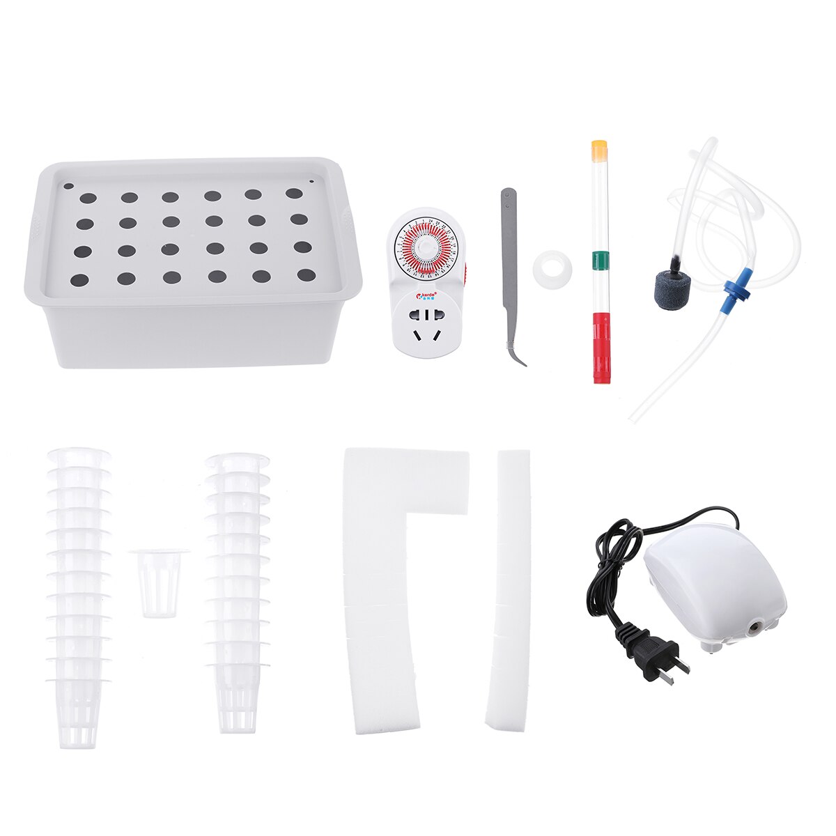 24 Holes Water Hydroponic Systems Kit 6 Holes Nursery Pots Soilless Cultivation Box Plant Seedling Grow Box Garden Tools 220V: Hydroponic Pump Time