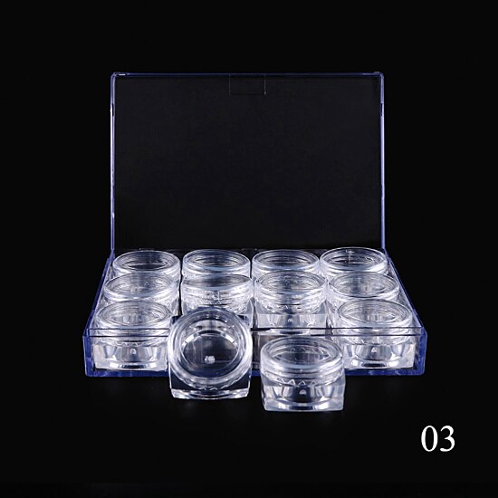 Full skjønnhet plast gjennomsiktig tom oppbevaringsboks nail art rhinestones smykker glitter perler beholder holder neglekasse  ch538: 03
