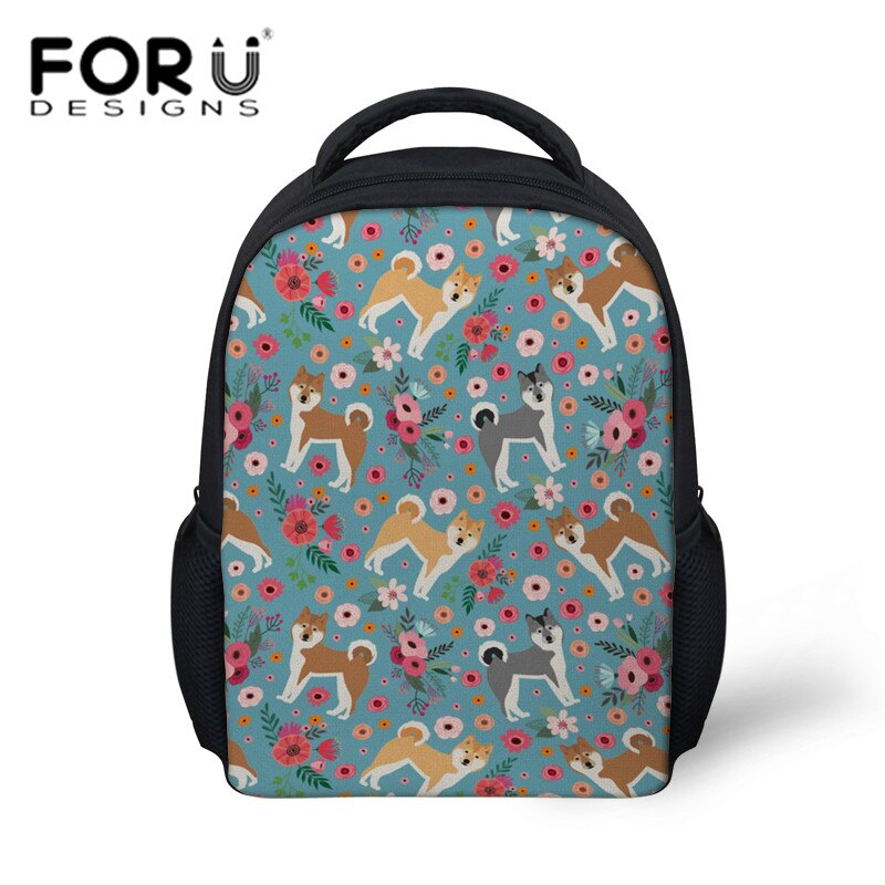 FORUDESIGNS Kinderen Schooltassen Rugzak Akita Bloem Afdrukken Schoudertas voor Kleuterschool Kleine Boek Tas Kids Meisjes Jongens Tas: YQ767F