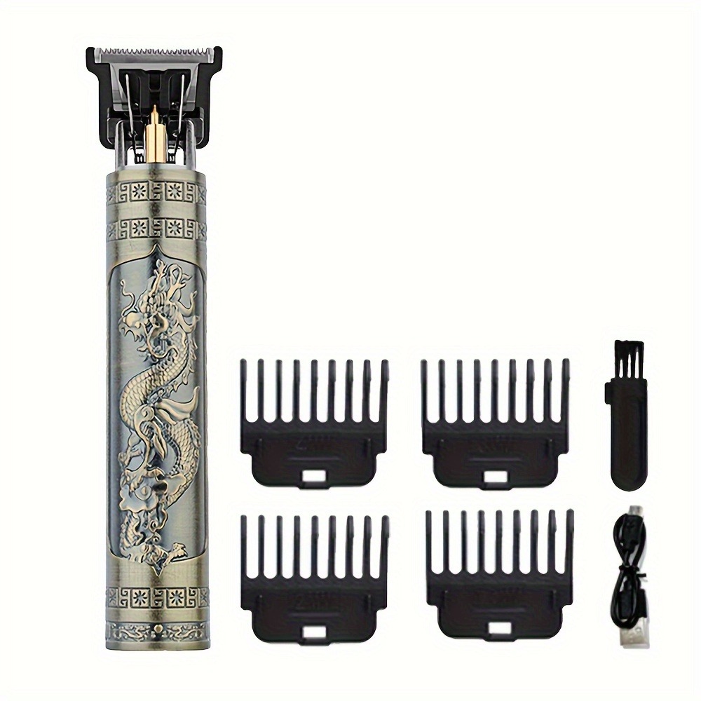 T9 mini small size barber device is easy to carry travel repair hair shaving shaving simple repair device Chinese dragon pattern: Gold