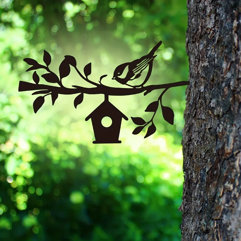 Ddpnkl spurv metal silhuet havepæl, metal havekunst, havetrædekorationer baghave terrasse udendørs dekoration