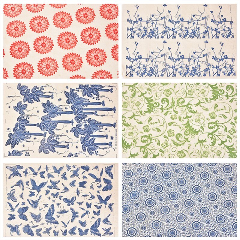 Papel de flores de colores para decoración de cerámica, papel de transferencia de alta temperatura para cerámica polimérica, DIY, 1 ud.