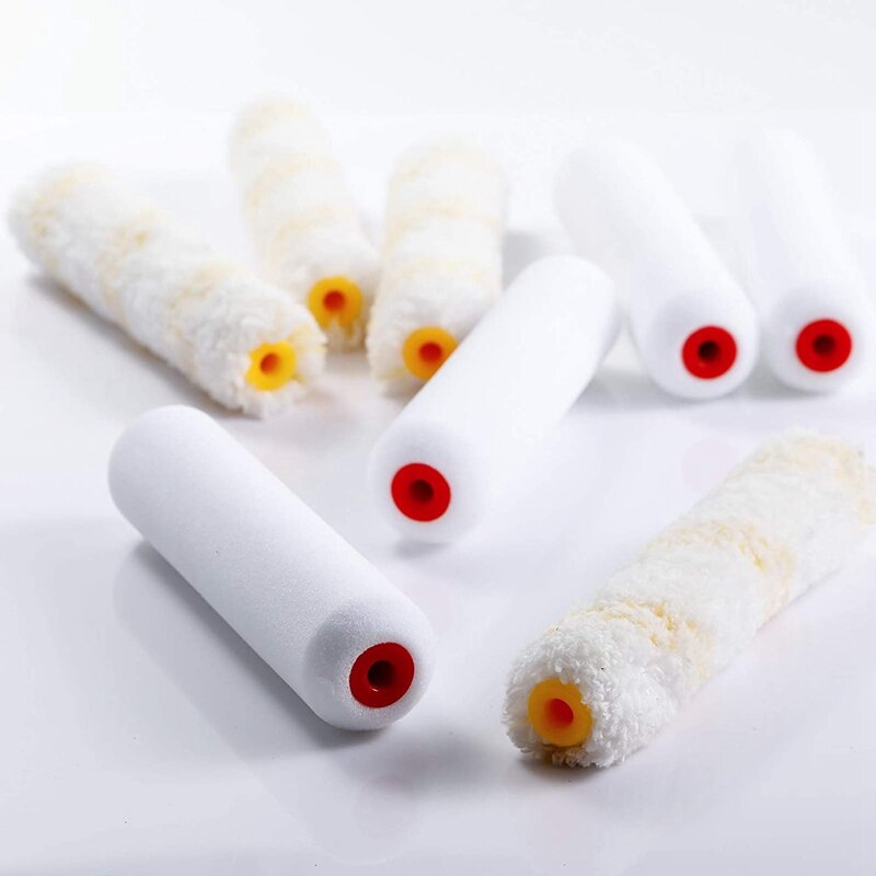 9Pcs Paint Roller Tool Kit 6 Inch Foam Paint Roller Paint Roller Frame with Foam Roller and Microfiber 3/8inch Roller