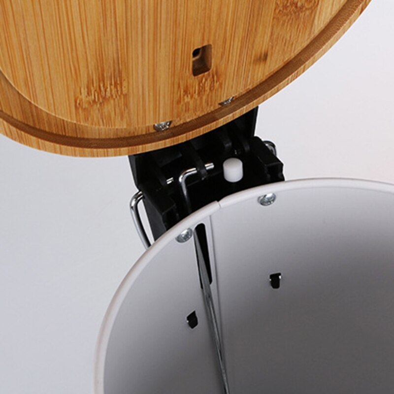 3L Bamboo Flip Step Trash Can Garbage Bin Rubbish Waste Container Organizer Bathroom Kitchen Living Room Office Decoration