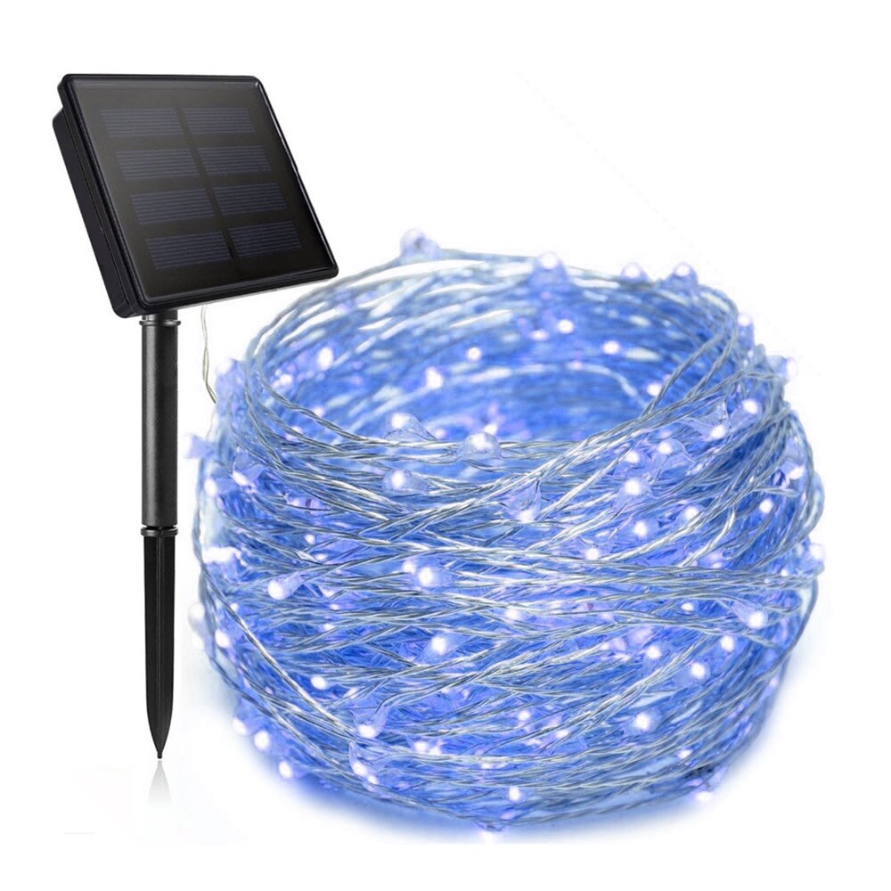 Solenergi led-lampe utendørs strenglys 7m/32m led eventyrlys julekranser solar hagefest vanntette led-lys: Blå / 7m 50 ledet