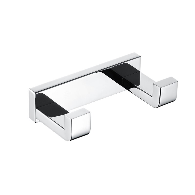 SUS 304 Towel Hook Double Robe Hook Stainless Steel Chrome Finish Wall Hanger for Towel Bathroom Robe: 1 pcs