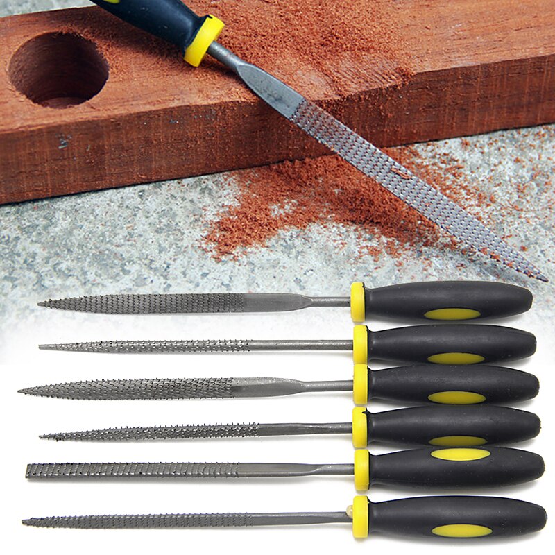 Mini aguja de escofina para limar Metal, 6 uds., 140mm, herramientas de madera para carpintería, Q84D