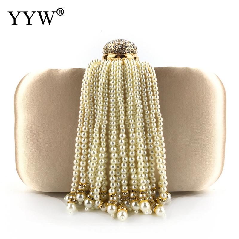 Azul festa de noite saco de embreagem das mulheres pérola borla saco de embreagem mão-frisado vestido saco de noite festa de formatura bolsa de casamento vermelho: gold champagne