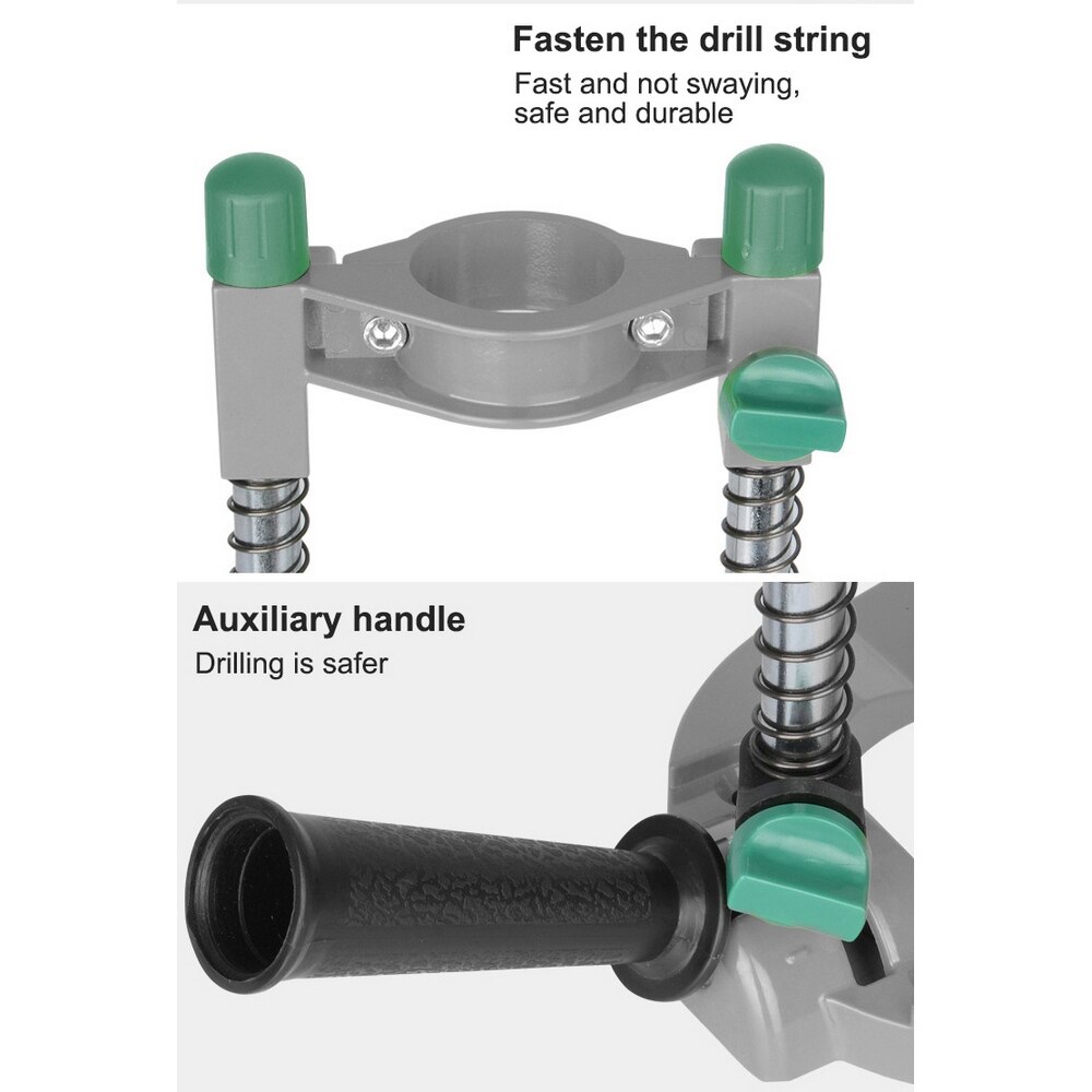 Precision Drill Guide Pipe Drill Holder Stand Drilling Guide with Adjustable Angle and Removeable Handle DIY Woodworking Tool